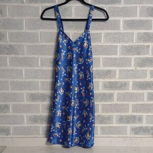 Classic Looney Tunes Collection Women's Blue Satin Nightgown Slip Dress Small